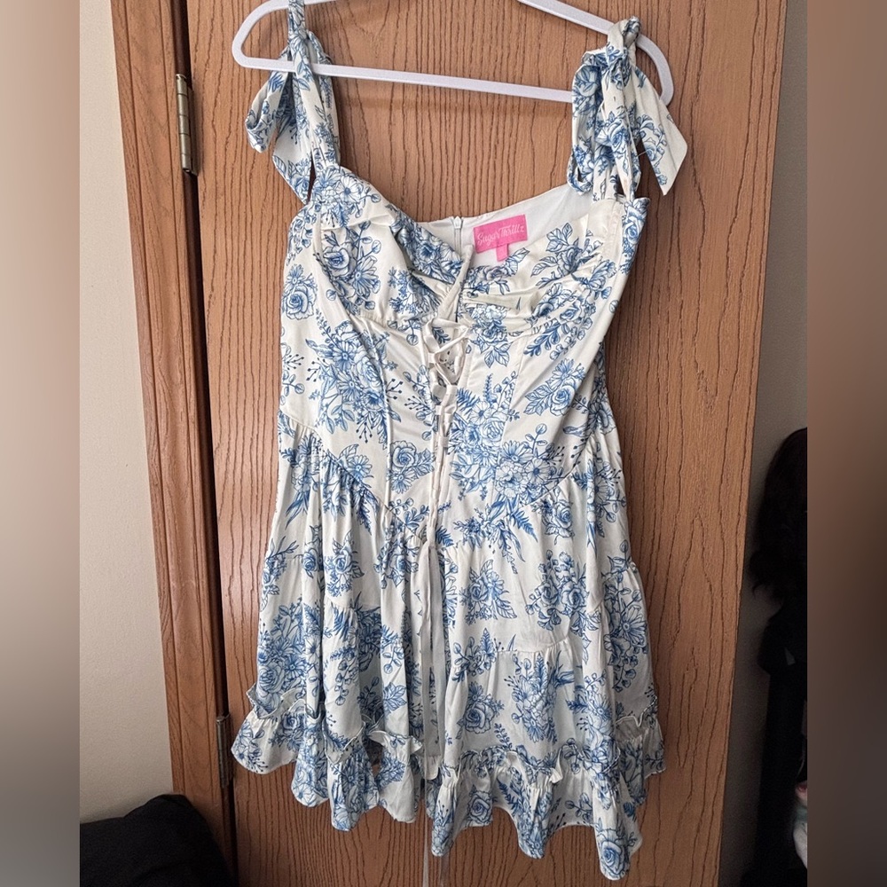 Floral Blue and White Dress dollskill